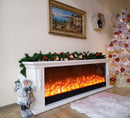 Camino Elettrico da Pavimento 60x180x33 cm Effetto Fiamma 1500W Skyline Bianco