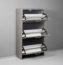 Scarpiera Salvaspazio 3 Ante Doppia Profondità 18 Paia 65x25x119,4 cm in Truciolare Nobilitato Cemento