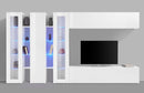 Parete Attrezzata Soggiorno 340x30x180 cm Maruska n°6 Bianco Lucido 