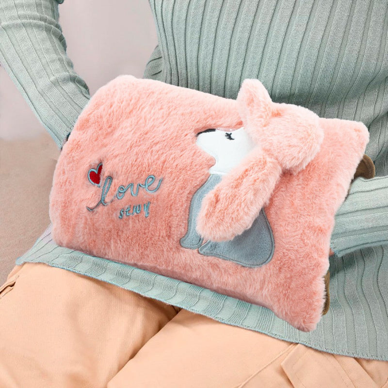 Borsa Acqua Calda Elettrica Ricaricabile Scaldamani Peluche Rosa
