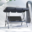 Dondolo da Giardino 3 Posti 204x112x150 cm con Tettuccio e Portabicchieri in Rattan PE e Acciaio Grigio      