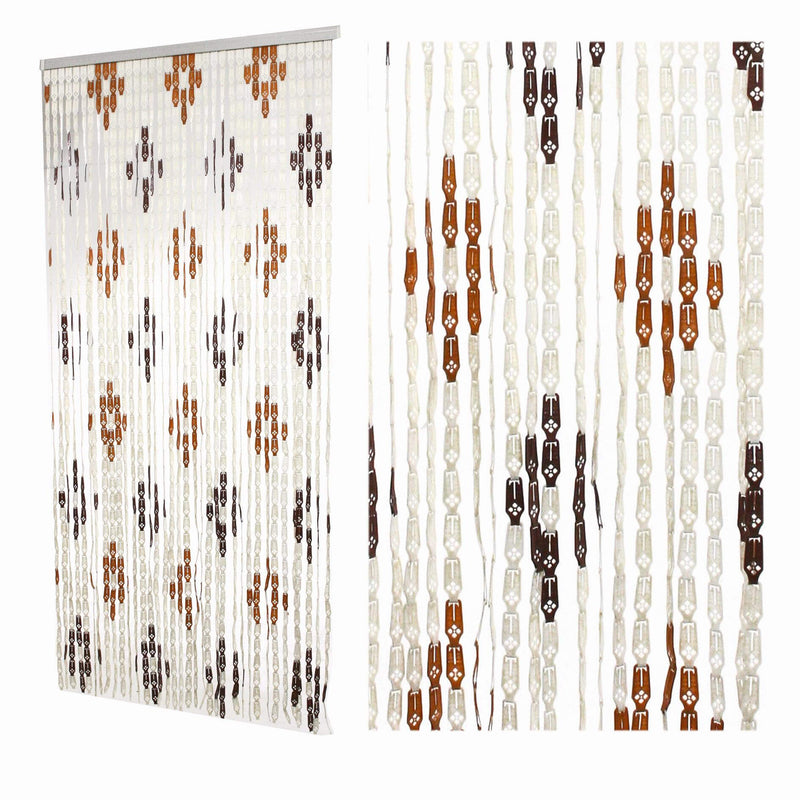 Tenda a Fili per Porta Antimosche 125x240 cm in Plastica Rombi Noce Chiaro Media