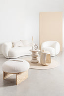 Sgabello Ø 61x38,5 cm Cozy Japandi in Tessuto Bianco