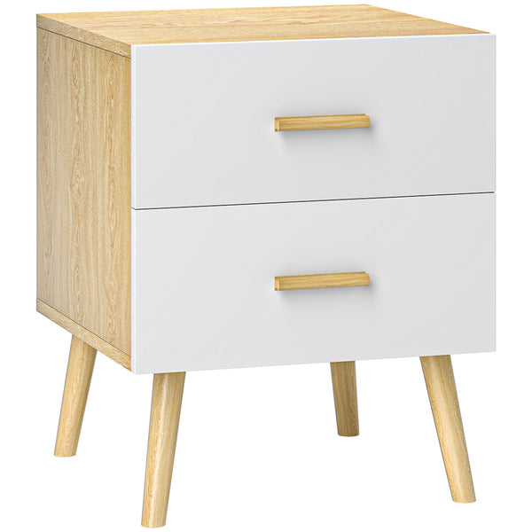 Comodino in Stile Scandinavo 40x40x50 cm con 2 Cassetti in Legno Bianco sconto