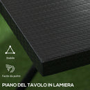 Tavolino da Esterni Pieghevole con Piedini Antiscivolo 60x60x71 cm in Acciaio Nero