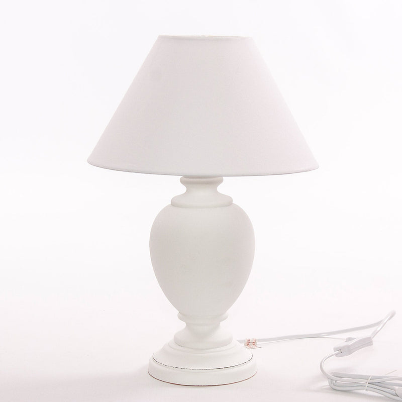 Lampada da Tavolo 14x14xH35 cm in MDF Design Classico Bianca