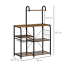Mobile Cucina 4 Ripiani 90x40x132 cm in Metallo e Legno Marrone Rustico