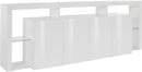 Credenza con 4 Ante e Ripiani in Vetro a Giorno 220x40x80 cm Essential 3A Bianco Lucido  