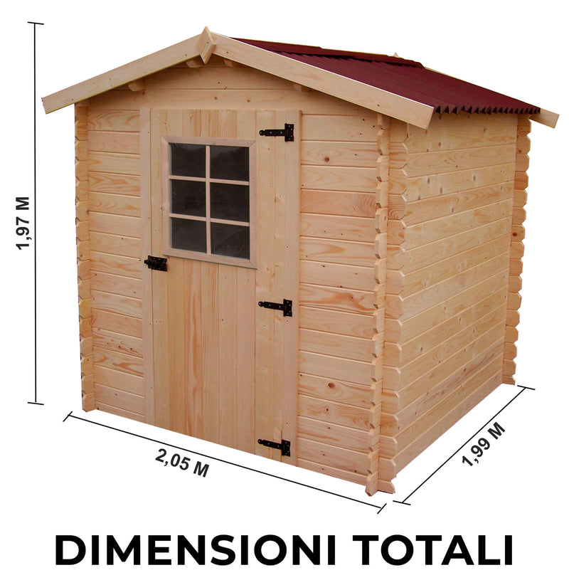 Casetta Box da Giardino 1,95x1,95 m con Pavimento in Legno Picea Massello 20mm Alpina