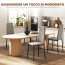 Set di 4 Sedie da Pranzo 41x50x97 cm con Schienale Alto in Finta Pelle e Acciaio Grigio      