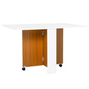 Tavolo Pieghevole Salvaspazio con Ruote Bianco e Legno 120x80x73 cm 
