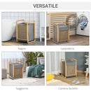 Cesto Portabiancheria 40x35,5x60,5 cm Sacco Rimovibile in Bambù e Tessuto Grigio