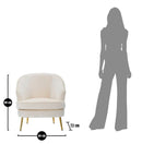 Poltrona Loxy Crema 68x72x80 cm in Legno e Velluto Crema e Oro