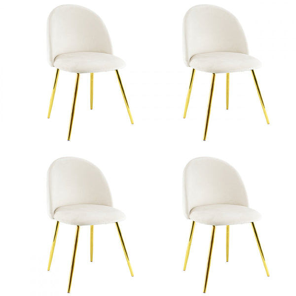 Set 4 Sedie 50x45x80 cm in Tessuto Vellutato Piedi Oro Beige sconto