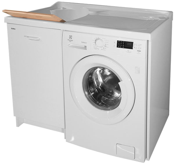 sconto Lavatoio e Coprilavatrice 109x60x89cm Asse in Legno Montegrappa Edilla Bianco Sinistro