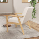 Poltrona d'Arredo in Stile Scandinavo 64x70x72 cm con 2 Cuscini in Legno di Pino Grigio  