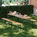Set Birreria con 2 Panche e Tavolo Pieghevole 220x48x75 cm Panca Seduta Salvaspazio in Legno di Abete e Ferro Verde      