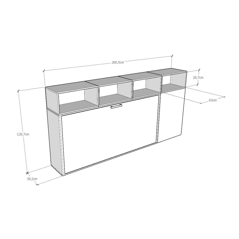 Letto Singolo a Scomparsa Composizione A Kando H129,7 Bianco Frassino con Materasso