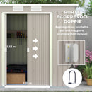 Casetta Box da Giardino 213x130x172 cm con Tetto Inclinato 2 Ingressi e Prese d'Aria in Acciaio Zincato Grigio  