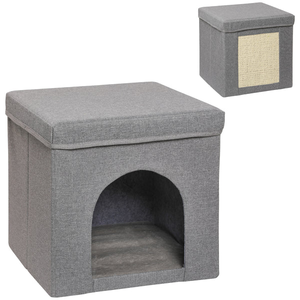 prezzo Cuccia per Gatti Pieghevole a Cubo con Cuscino e Tiragraffi 36.5x36.5x36.5 cm Grigio
