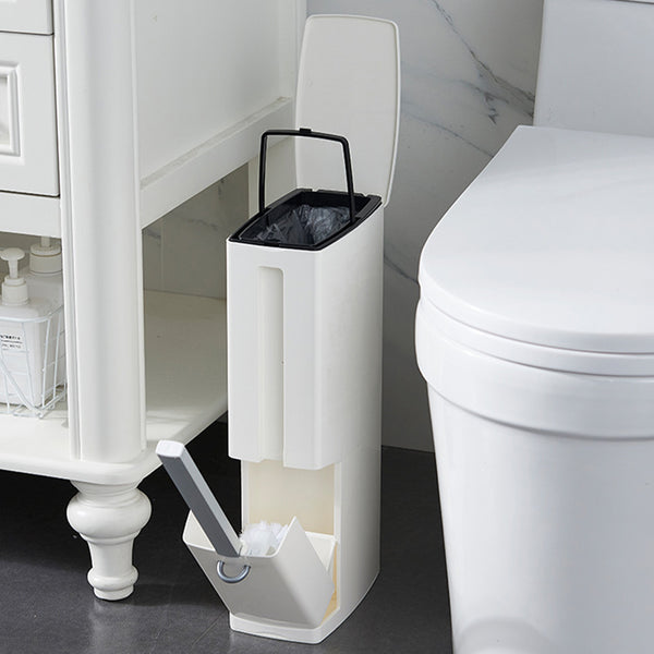 Set Scopino WC con Cestino Salvaspazio Bagno 2 in 1 In ABS e Alluminio Bianco online