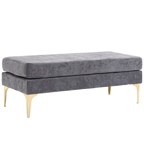 acquista Panca Fondo Letto Imbottita a 2 Strati 121x50,5x46,5 cm in Tessuto Effetto Velluto Grigio Scuro