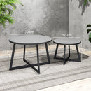 Set 2 Tavolini per Esterni Ø70x45 cm e Ø50x35 cm con Piano in Vetro Grigio   