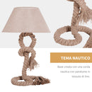 Lampada da Comodino Abat jour in Corda di Canapa Beige 40x40x65 cm 