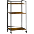 Carrello Portaoggetti 3 Ripiani 50x35x100,5 cm con Ruote in Acciaio e Truciolato Marrone