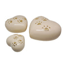 Urna Cineraria in Ceramica a Forma di Cuore per Animali 13x14x8cm GMF Bianco