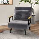 Poltrona Letto Singolo Trasformabile 63x73x81 cm in Tessuto Effetto Velluto Grigio Scuro  