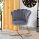 Sedia Relax con Schienale e Seduta in Velluto Grigio Struttura Metallo