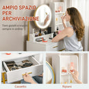 Consolle Trucco Specchio Illuminato a LED e Sgabello Bianco   