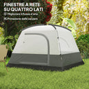 Tenda da Campeggio per 3 Persone Impermeabile 200x200x135H cm Impermeabile con Tasca e Gancio per Lanterna Arancione   