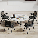 Set 2 Sedie Pieghevoli con Schienale Curvo e Braccioli 61x56x84 cm in Tessuto Effetto Lino e Acciaio Nero      