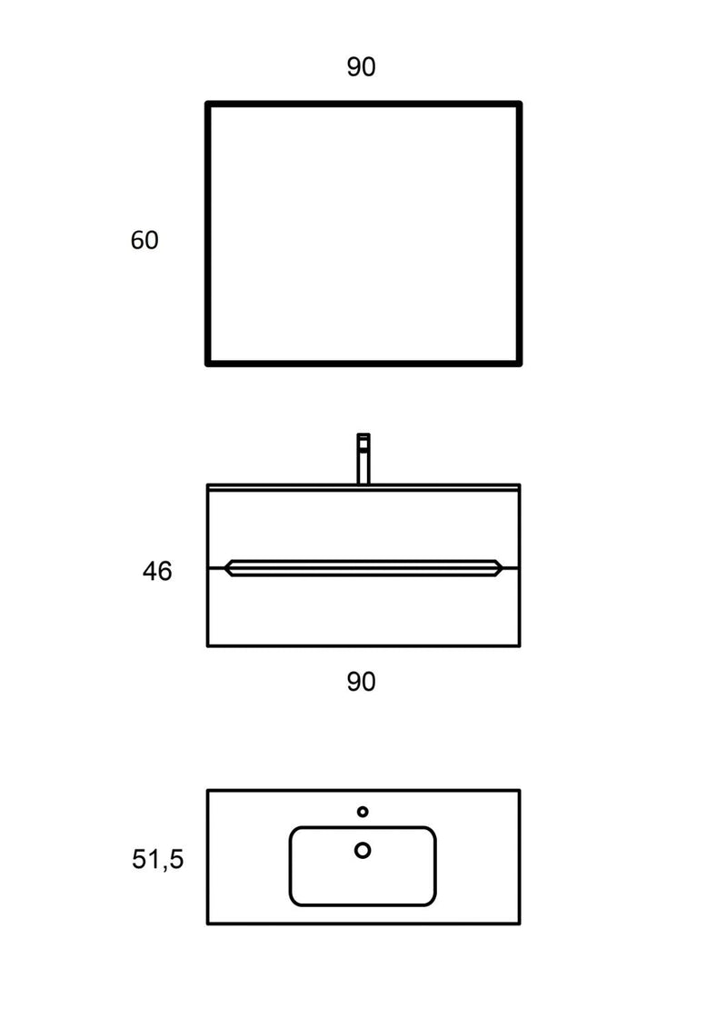 Mobile Bagno Sospeso 91cm TFT Swing Grigio Bianco