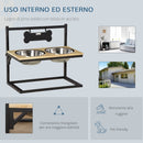 Ciotole per Cani Rialzate 58x32x50 cm in Legno e Acciaio Nero