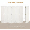 Paravento Divisorio da Interni 240x170 cm Pieghevole a 6 Ante Intrecciato in PP e Legno Bianco      