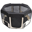 Box per Animali Domestici Pieghevole Nero e Crema 114x48x58 cm 