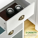 Mobile Cassettiera con 5 Cassetti Colorati Comò Alto e Salvaspazio in MDF Multicolore Blu      