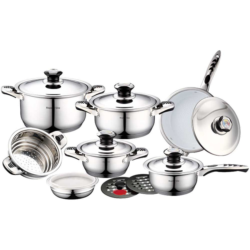 Batteria di Pentole 16 Pezzi in Acciaio inossidabile Antiaderente Induzione