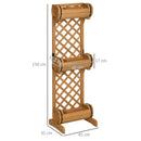 Set 3 Fioriere da Esterno a Mezza Botte 45x35x150 cm con Grigliato per Rampicanti in Legno di Abete Marrone