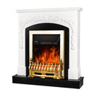 Camino Elettrico da Pavimento 97,5x90x25 cm Effetto Fiamma 2000W Casanova & Galileo gold Bianco/nero
