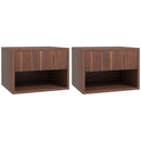 Set 2 Comodini con Cassetto e Ripiano a Giorno 40x34x29 cm in Legno Marrone  