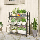 Portapiante a 3 Livelli 69x28,5x78 cm per Interni ed Esterni in Metallo Nero      