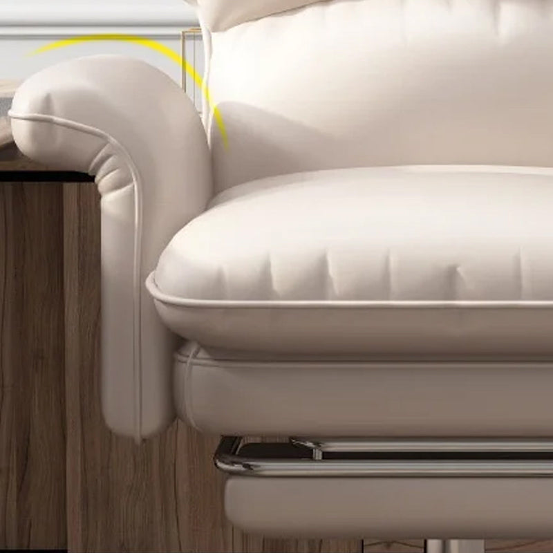 Sedia Poltrona da Ufficio Presidenziale Imbottita con Poggiapiedi Beige