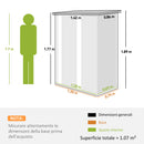 Capanno Porta Attrezzi 142x86x189 cm con Tetto Inclinato e Porta Bloccabile in Metallo Grigio Chiaro      