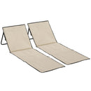 Set 2 Sdraio 142x51x40 cm Pieghevoli con Tasca Resistente Acqua in Tessuto Oxford Beige      