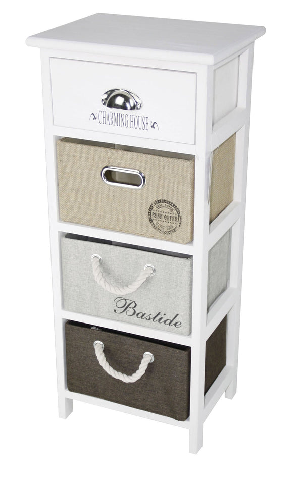 Cassettiera 4 Cassetti in Legno Massello 35x27x80 cm Fumer Zara Bianca acquista