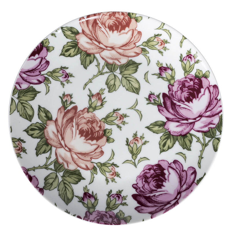 Set 6 Piatti Piani Ø26,5x3 cm  in Porcellana e Gres VdE Tivoli 1996 Rose Baroque